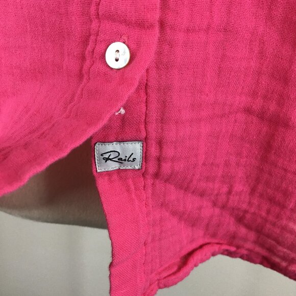 RAILS Hibiscus ELLIS Breezy Lightweight Cotton Gauze Long Sleeve Button Shirt - Picture 8 of 10